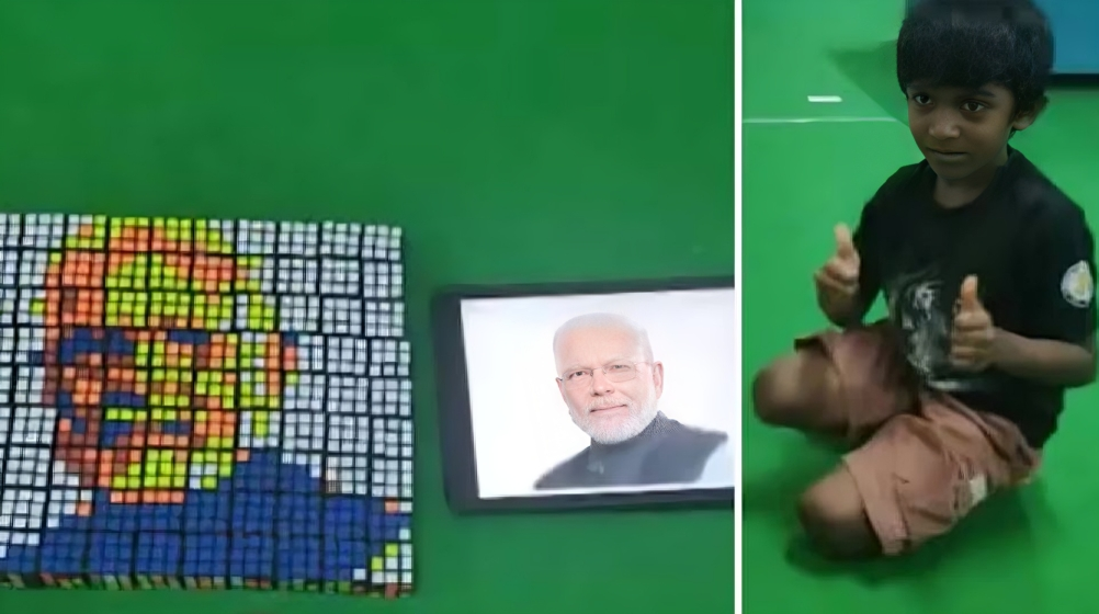 ಹೈದರಾಬಾದ್ || Rubik's Cube ಪ್ರಧಾನಿ Modi ಚಿತ್ರ ಬಿಡಿಸಿದ 6 ರ ಪೋರ..!