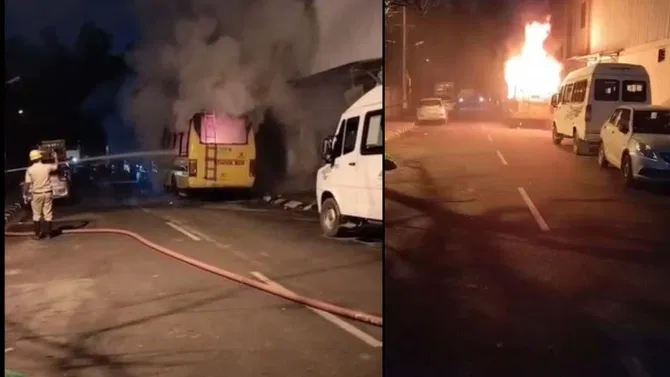 Bengaluru: ನಿಂತಿದ್ದ ಖಾಸಗಿ ಶಾಲಾ ಬಸ್​​​​ಗೆ ಬೆ*ಕಿ; ವ್ಯಕ್ತಿ ಅನುಮಾನಾಸ್ಪದ ಸಾ*