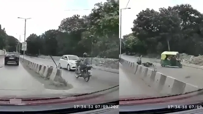 ರಾಂಗ್ ರೂಟ್‌ನಲ್ಲಿ ಫುಲ್ ಸ್ಪೀಡ್! ಆಟೋಗೆ ಡಿಕ್ಕಿ ಹೊಡೆದ ಬೈಕ್ ಸವಾರ.