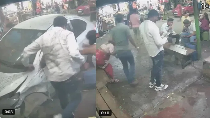 ಟೀ ಸ್ಟಾಲ್‌ಗೆ ನುಗ್ಗಿದ ಕಾರು: ಐದು ಮಂದಿ ಗಾಯ.