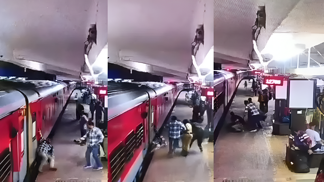 ಚಲಿಸುತ್ತಿದ್ದ ರೈಲಿನಿಂದ ಬಿದ್ದ ವೃದ್ಧರನ್ನು ರಕ್ಷಿಸಿದ ರೈಲ್ವೆ ಪೊಲೀಸ್.