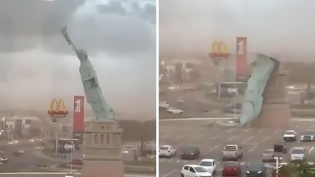 ಬ್ರೆಜಿಲ್‌ನಲ್ಲಿ ಕುಸಿದುಬಿದ್ದ ಲಿಬರ್ಟಿ ಪ್ರತಿಮೆ.