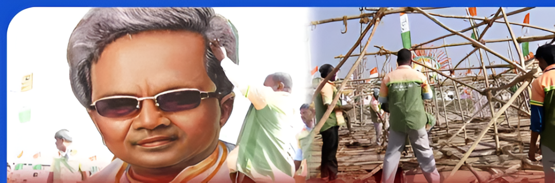 ಹುಬ್ಬಳ್ಳಿಯಲ್ಲಿ ಕಟೌಟ್ ಕುಸಿದು ಗಾಯ.