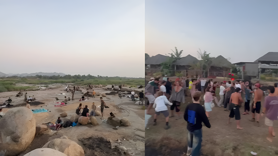 ತುಂಗಭದ್ರಾ ನದಿ ತೀರದಲ್ಲಿ ಅನಧಿಕೃತ ವಿದೇಶಿ ಪಾರ್ಟಿ.