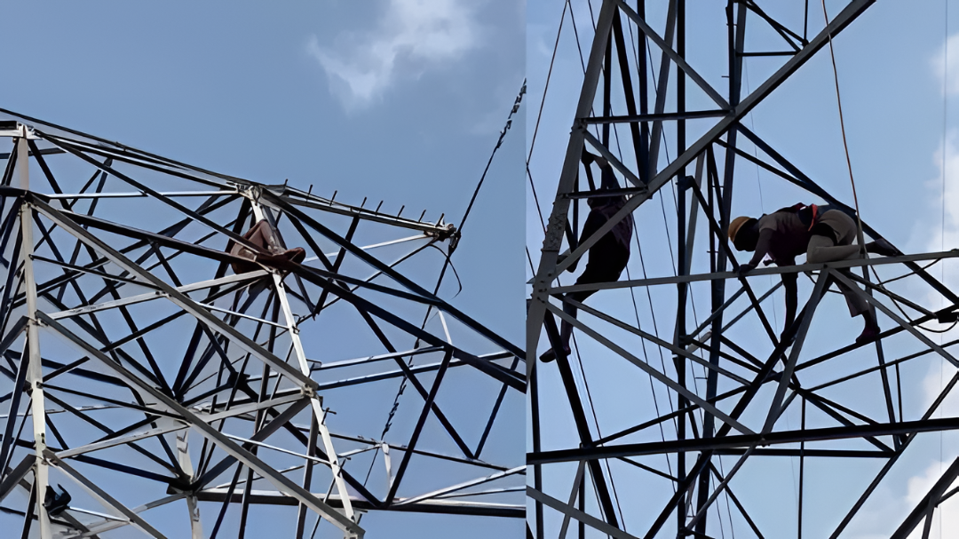 ಪಾವಗಡದಲ್ಲಿ ಹೈಟೆಂಕ್ಷನ್ ಕಂಬ ವೇರಿ ರೈತ ಹೈಡ್ರಾಮ!