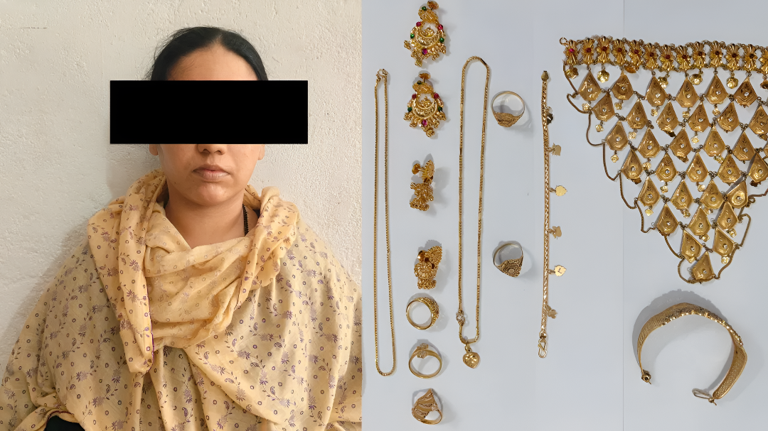 ಬುರ್ಖಾ ಧರಿಸಿ 120 ಗ್ರಾಂ ಚಿನ್ನಾಭರಣ ಕದ್ದ ಮಹಿಳೆ ಬಂಧನ.