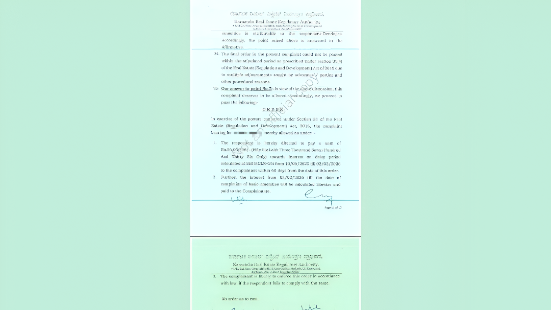 ಕೆಂಪೇಗೌಡ ಲೇಔಟ್ ಸೈಟ್ ಮಾಲೀಕರಿಗೆ ಕೆ-ರೇರಾ  ಆದೇಶ.